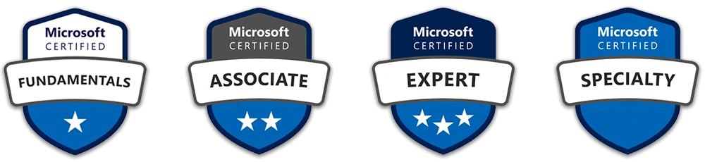 Microsoft Certified, Fundamentals, Associate, Expert, Specialty